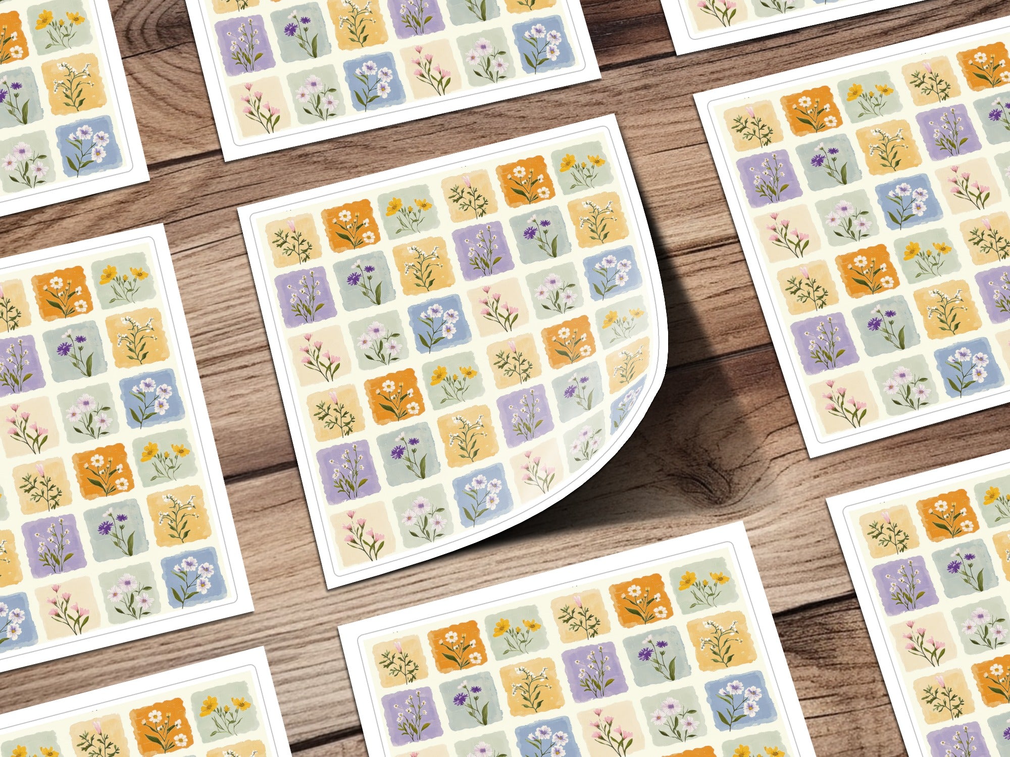 Colorful Floral Pattern Sticker Sheet Decorative Accessory