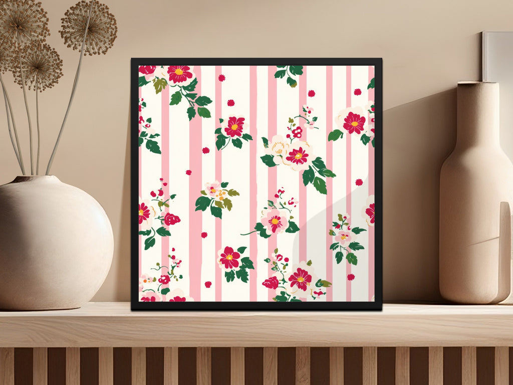 Floral Stripe Pattern Wall Art Decor