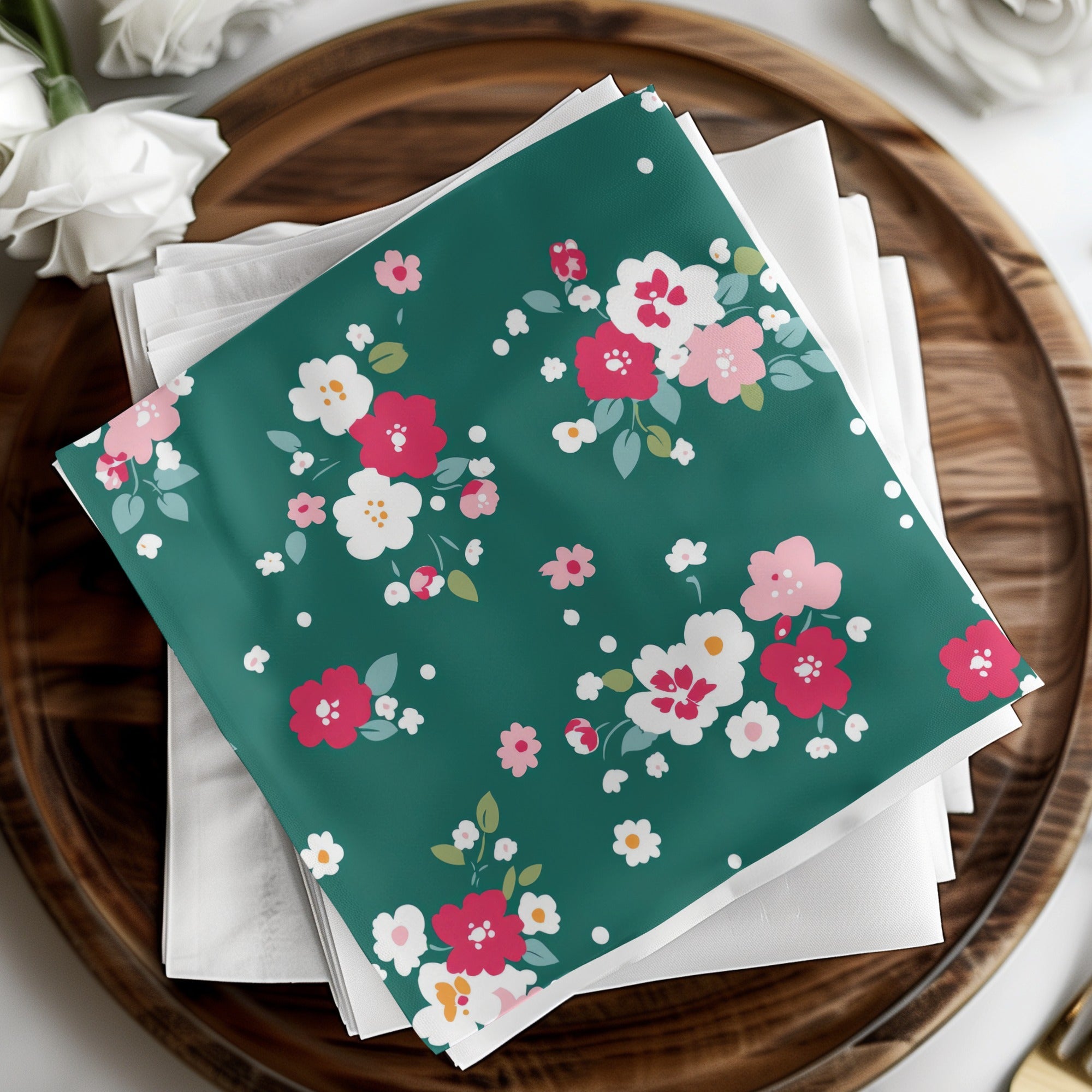 Vibrant Floral Print Square Napkin for Stylish Dining