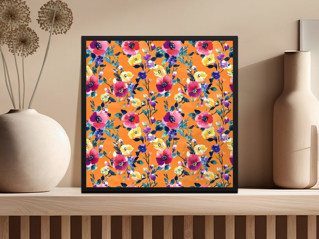 Vibrant Floral Art Print with Colorful Botanical Design