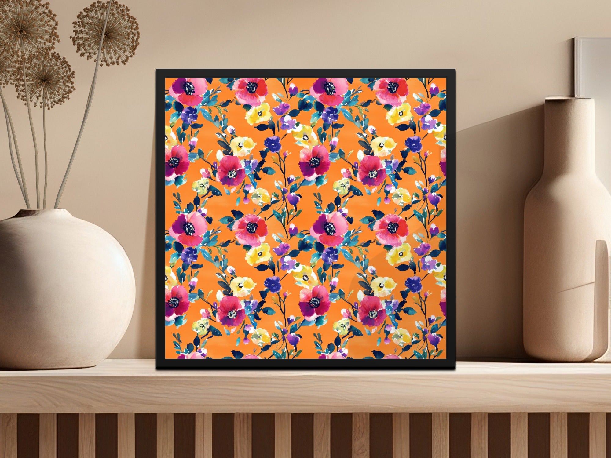 Vibrant Floral Art Print with Colorful Botanical Design