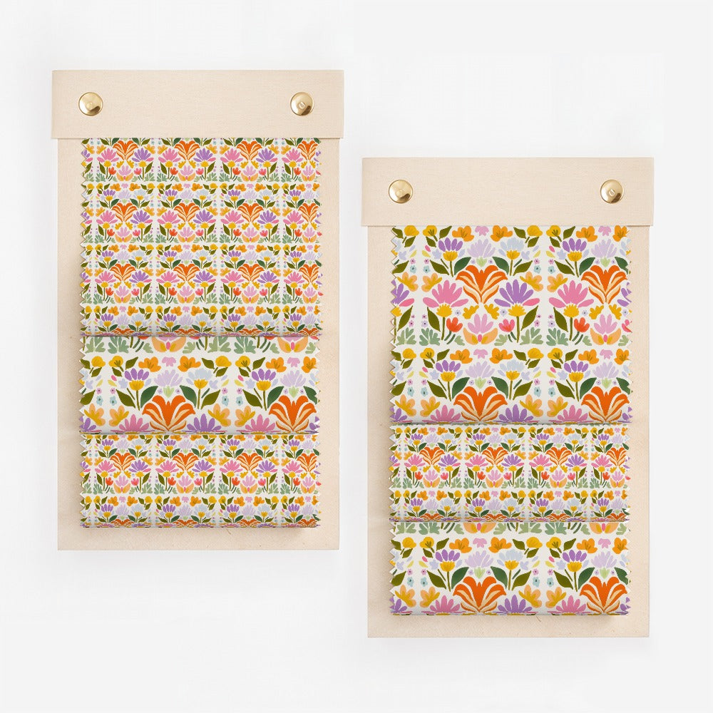 Colorful floral print swatches for various projects