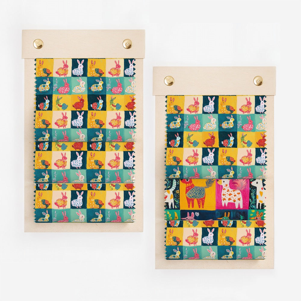 Vibrant Patchwork Design with Bunnies and Animals Fabric