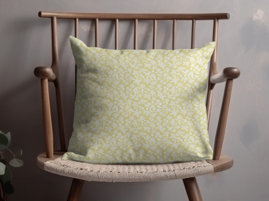 Elegant Yellow Floral Patterned Pillow for Home Decor