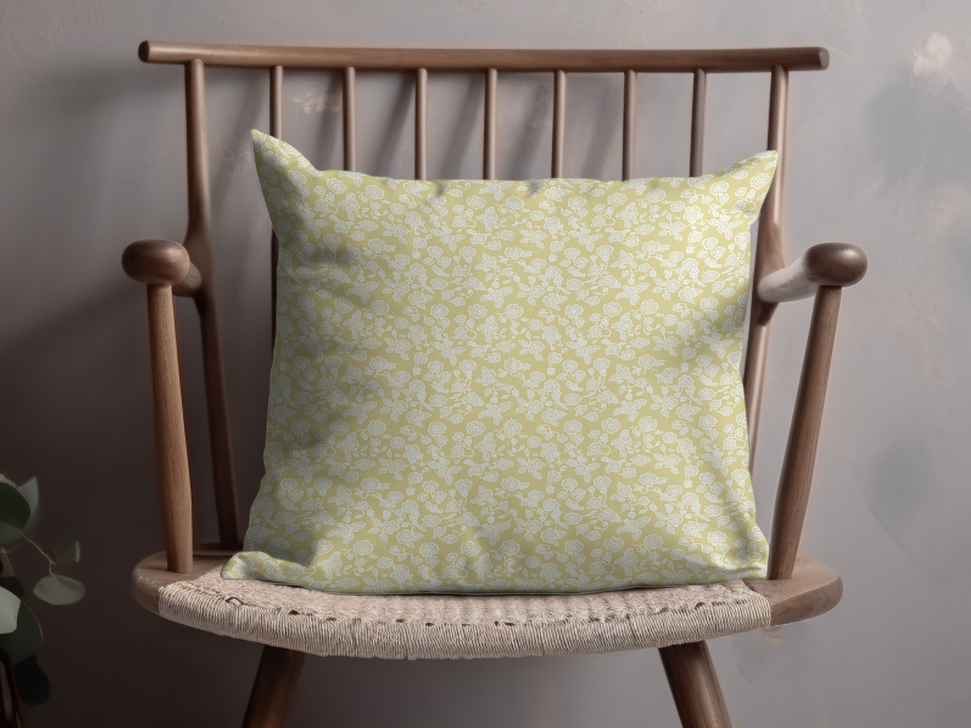 Elegant Yellow Floral Patterned Pillow for Home Decor