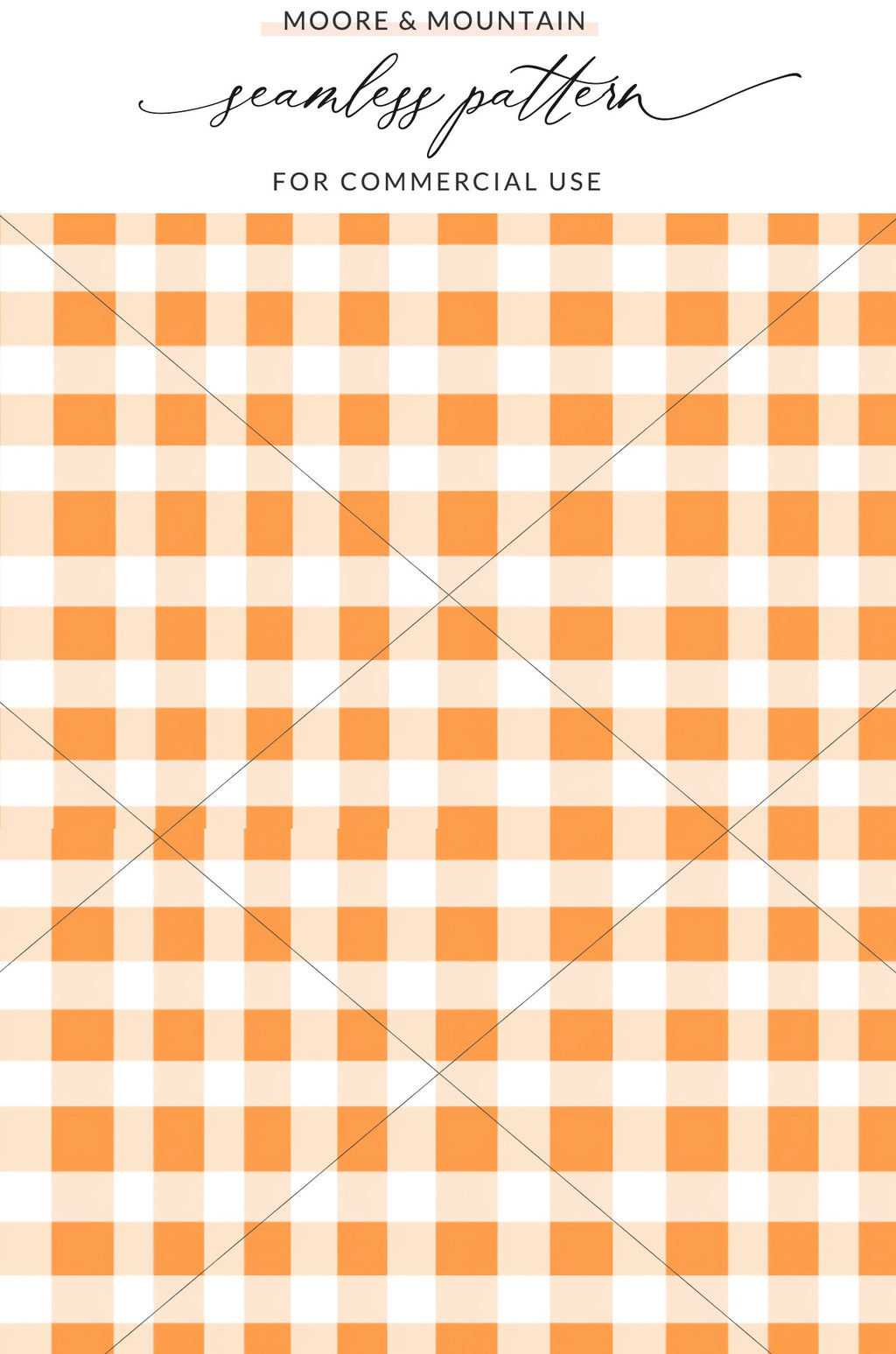 Orange and White Gingham Seamless Pattern for Commercial Use