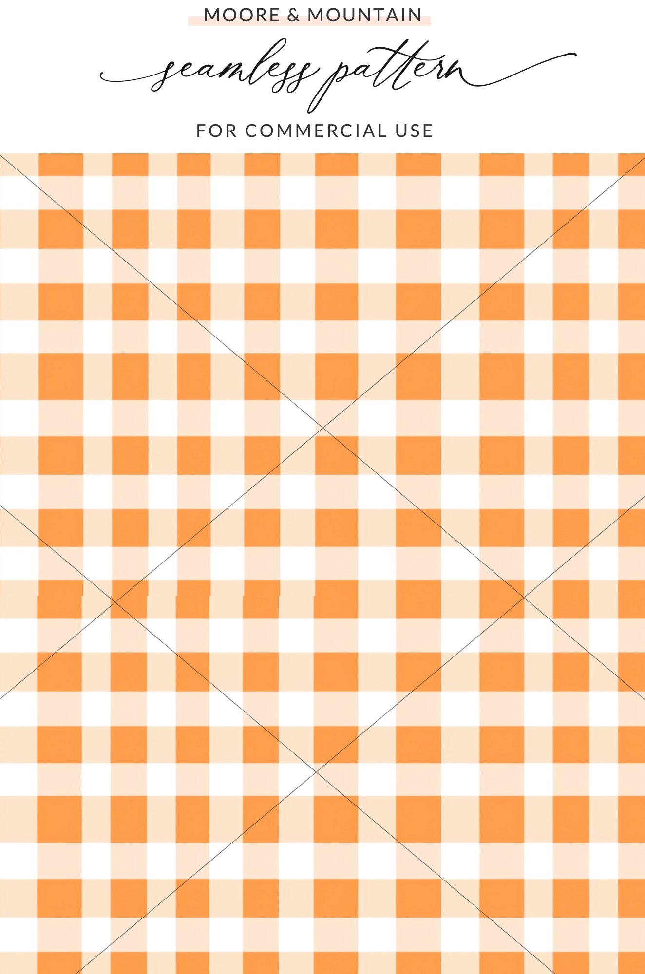 Orange and White Gingham Seamless Pattern for Commercial Use