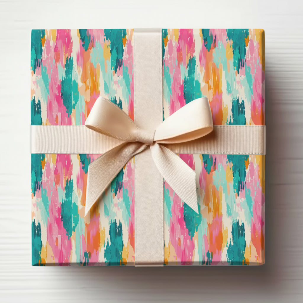 Colorful Abstract Design Gift Wrap with Bow