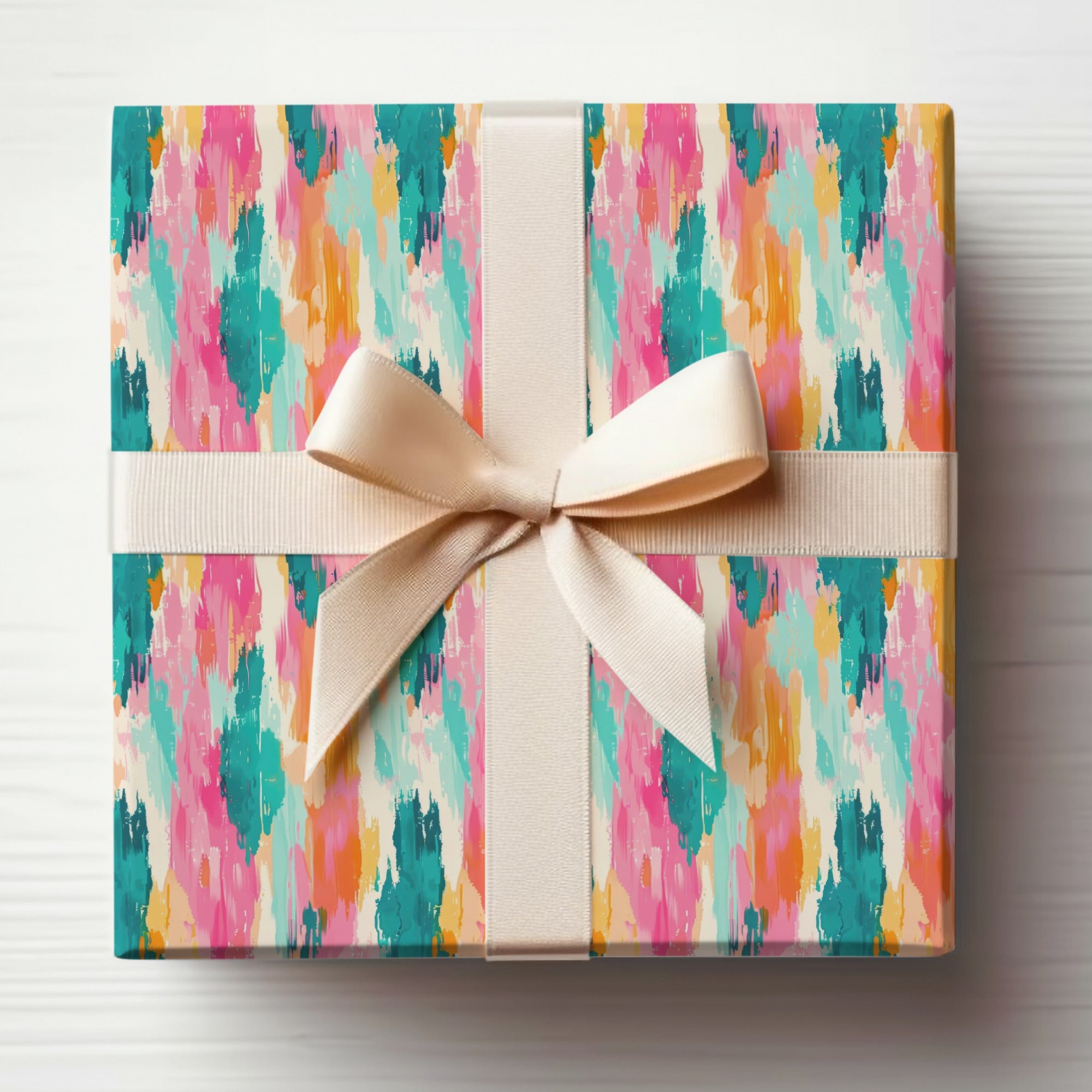 Colorful Abstract Design Gift Wrap with Bow