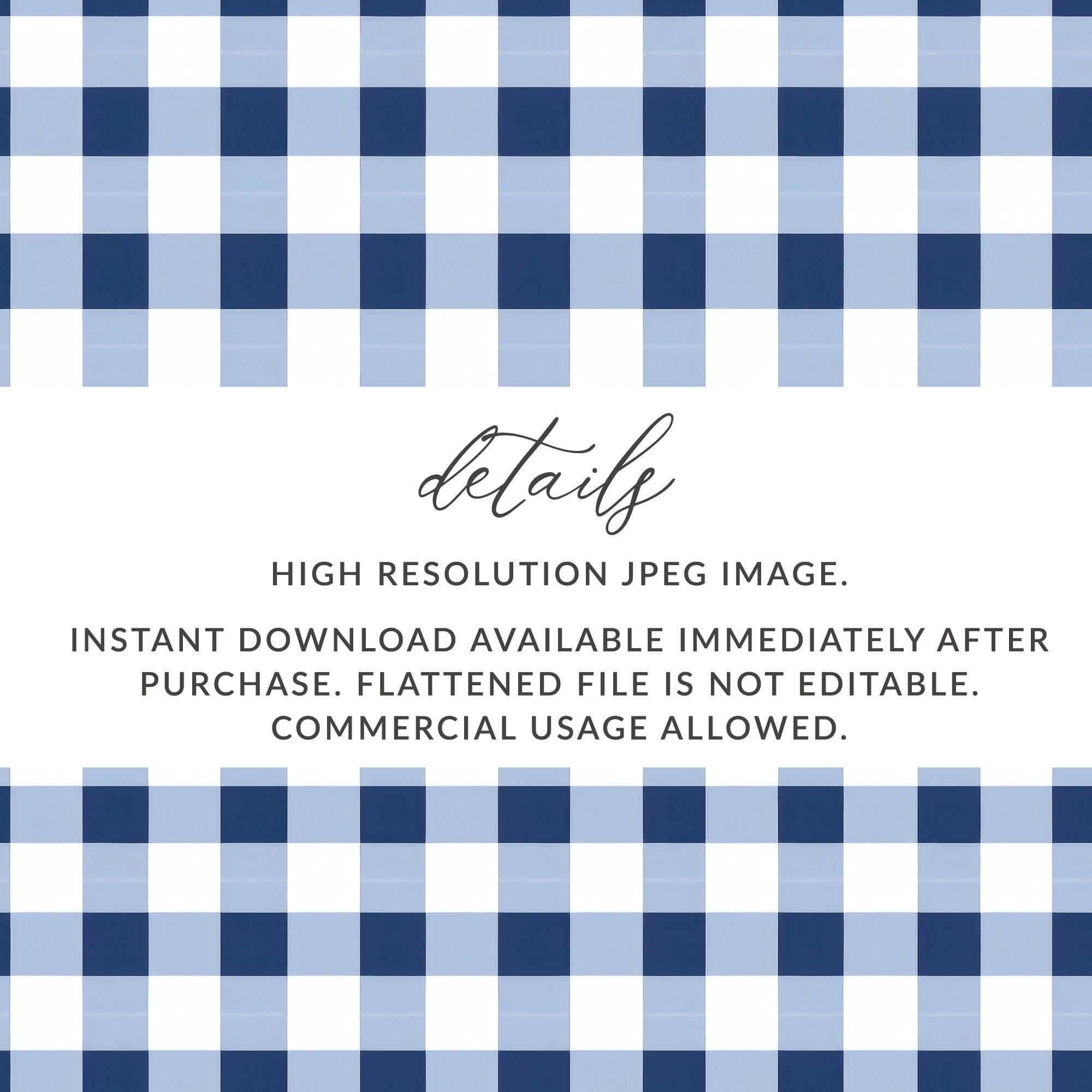 Blue and White Gingham Pattern Digital Download
