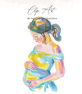 Watercolor illustration of a pregnant woman holding her belly, with "Clip Art by Moore & Mountain" text.