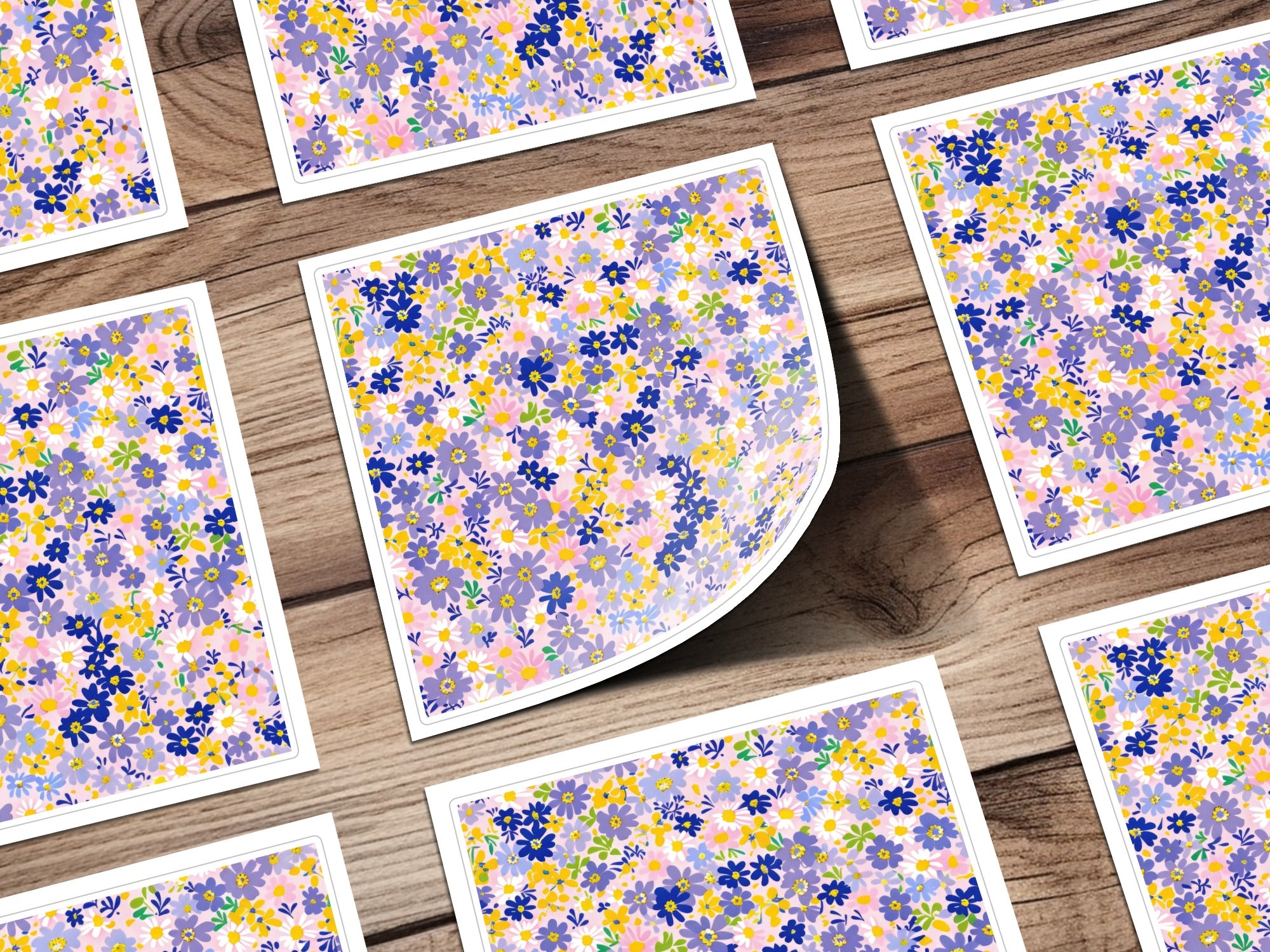 Vibrant Floral Pattern Design Square Cardstock Sheets