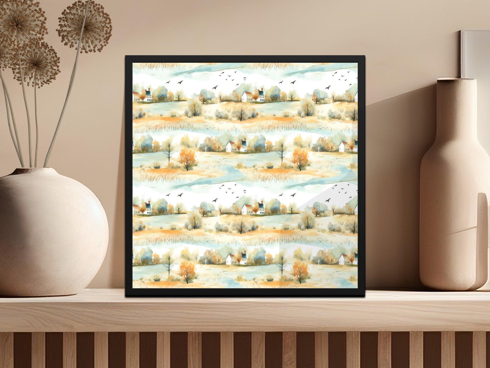 Serene Countryside Landscape Artwork Decor Poster