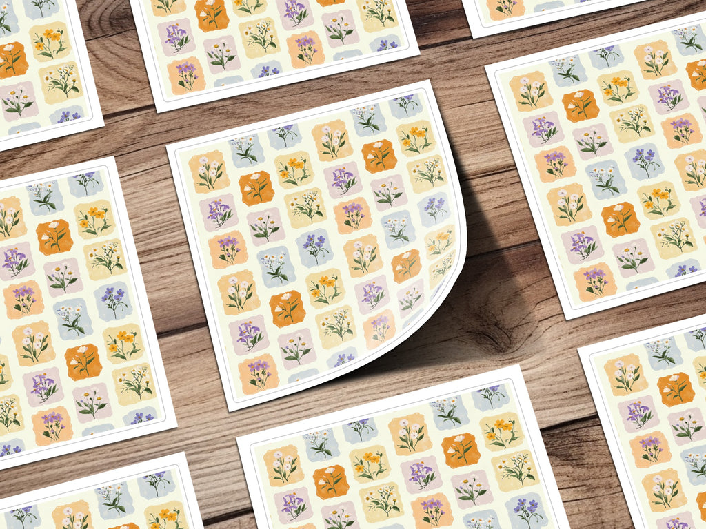 Floral Sticker Sheets with Colorful Floral Designs