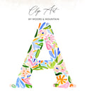 Floral letter A clip art with "Clip Art" and "BY MOORE & MOUNTAIN" text.