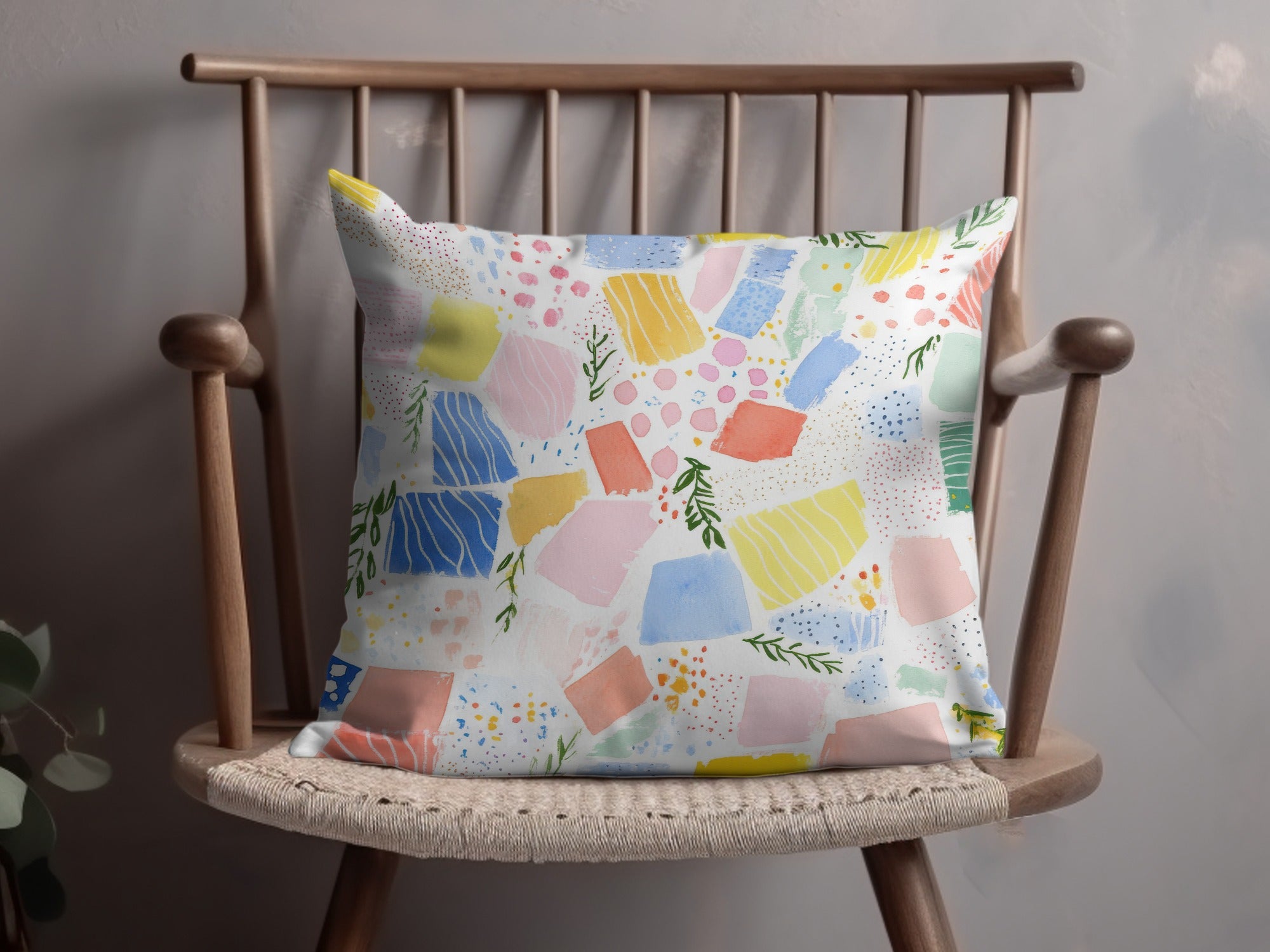 Abstract Colorful Geometric Patterns Throw Pillow