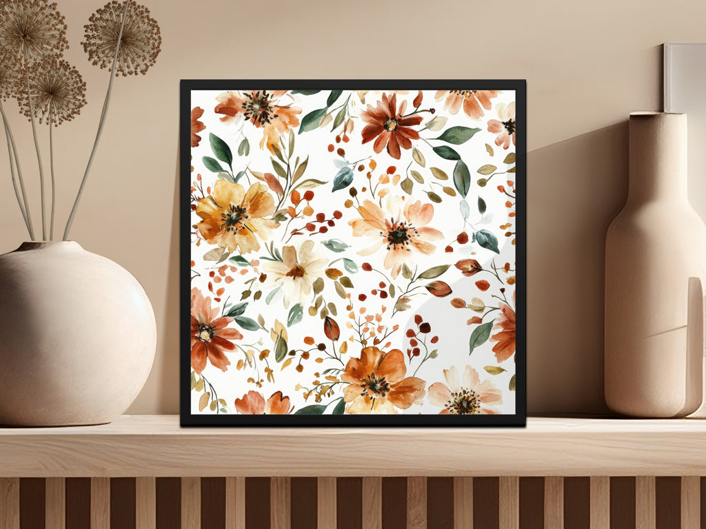 Floral Botanical Print with Yellow and Orange Flowers