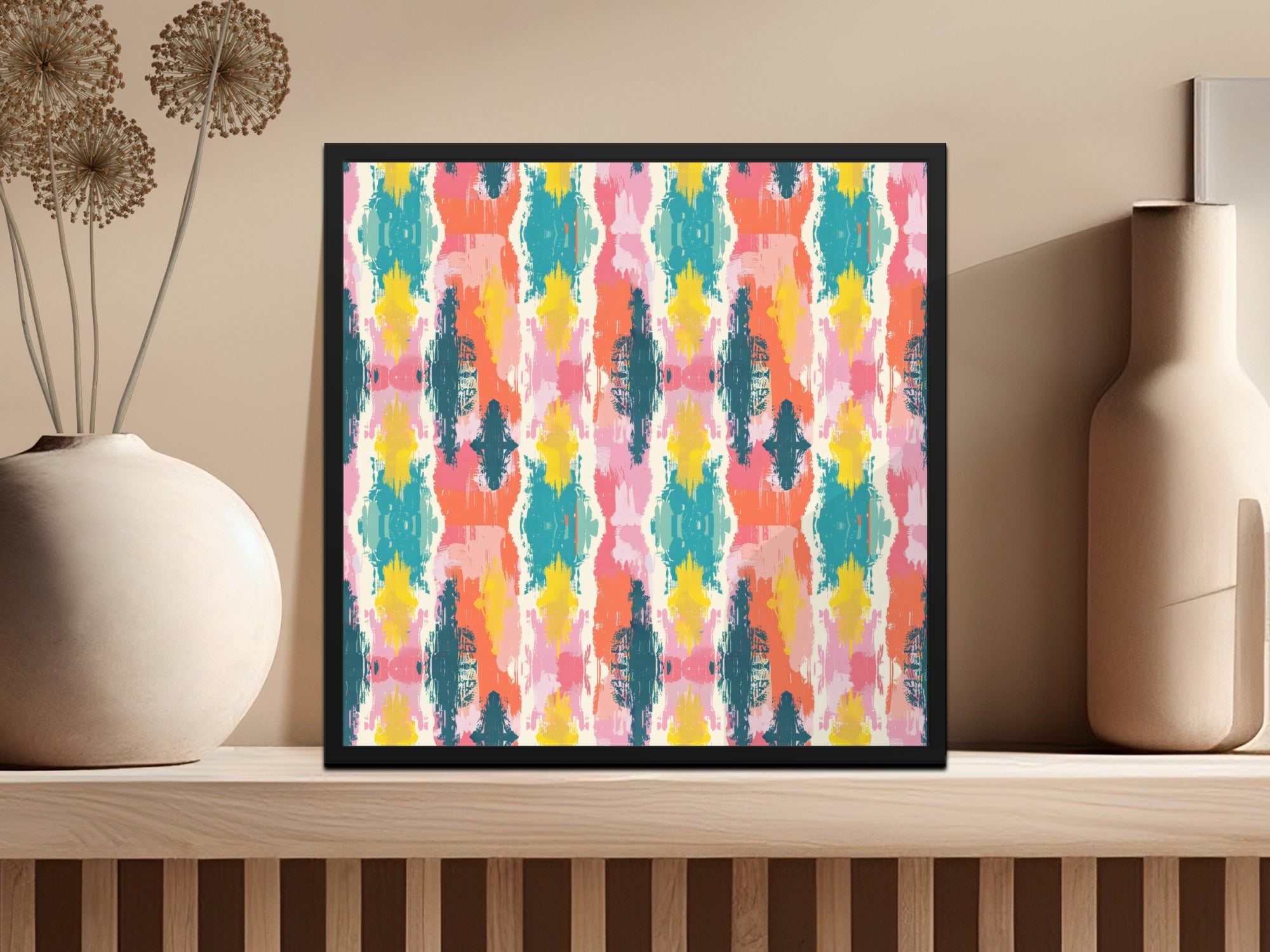 Colorful Abstract Pattern Framed Artwork for Home Decor