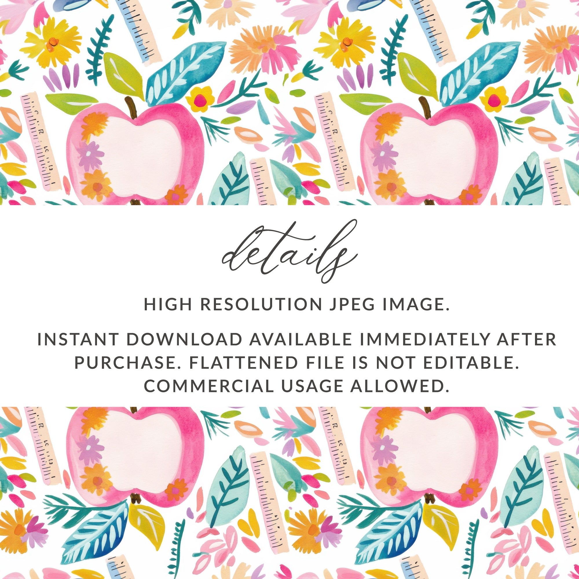 High Resolution Floral and Apple Digital Download