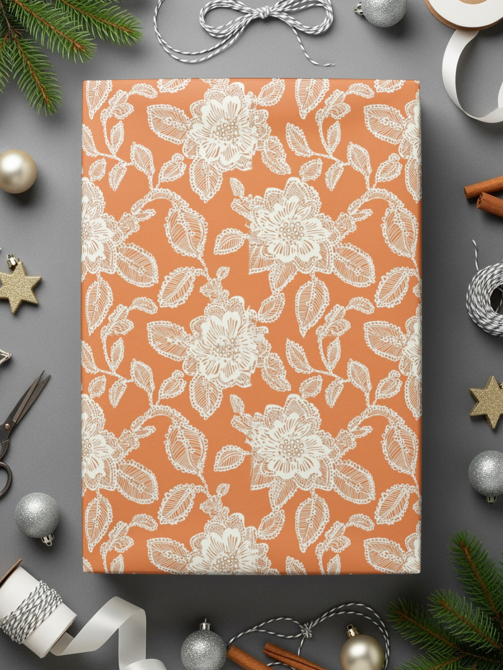 Elegant Floral Patterned Gift Wrapping Paper Sheet