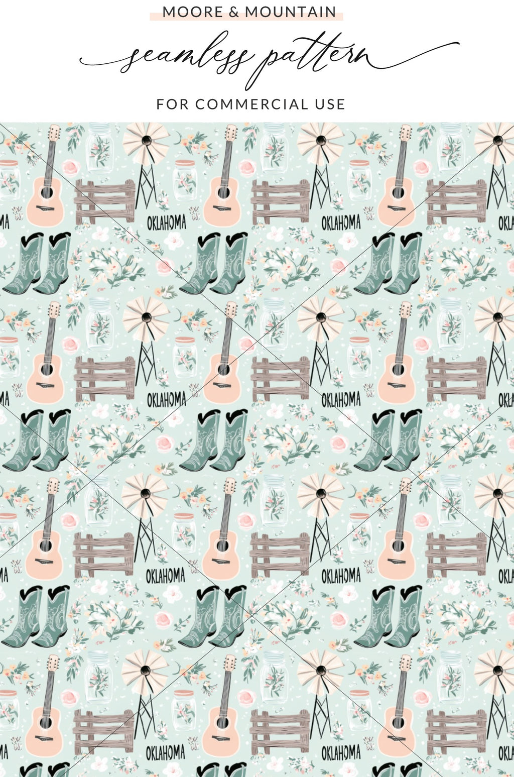 Oklahoma Theme Seamless Pattern Design for Commercial Use