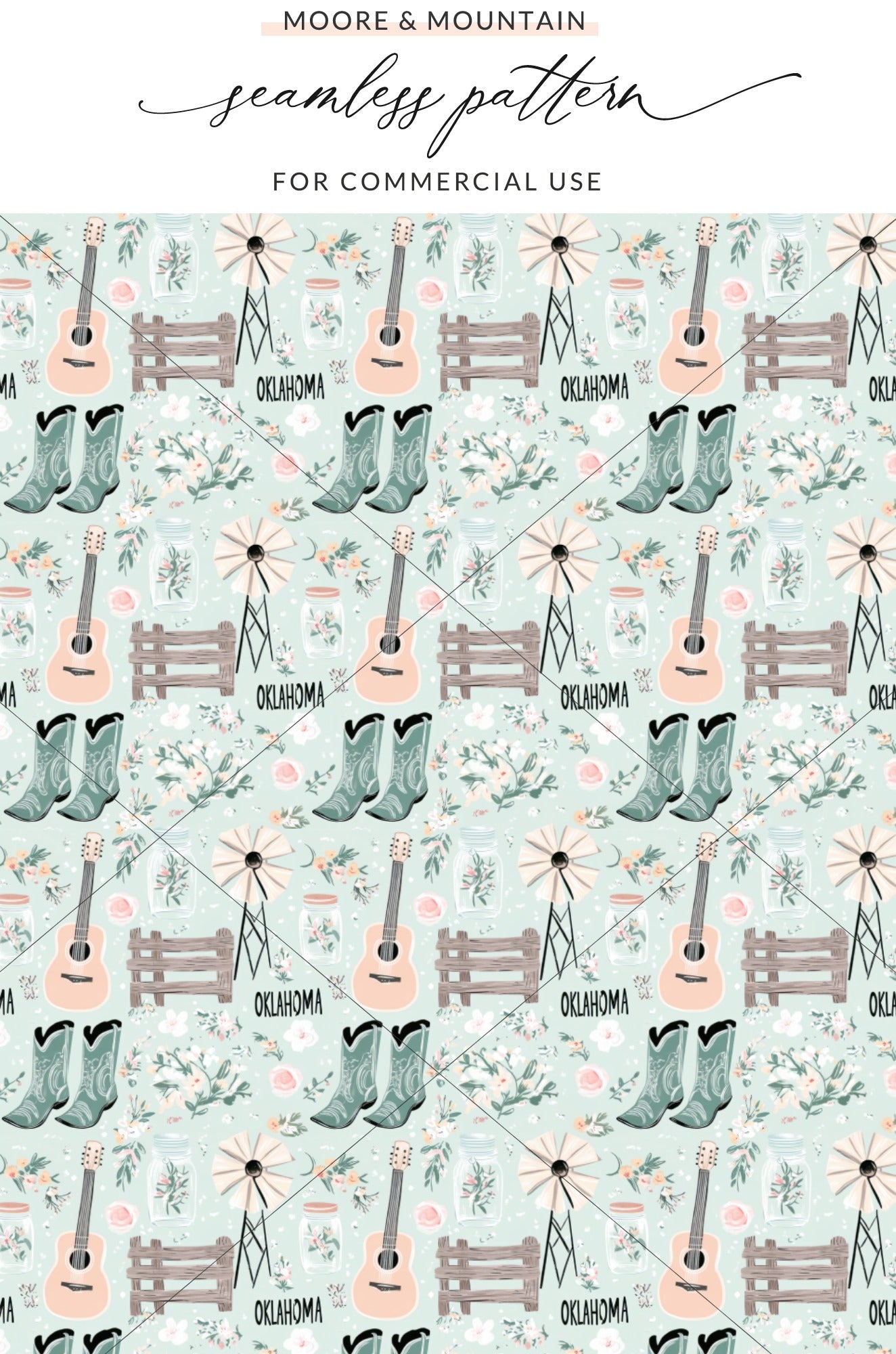 Oklahoma Theme Seamless Pattern Design for Commercial Use