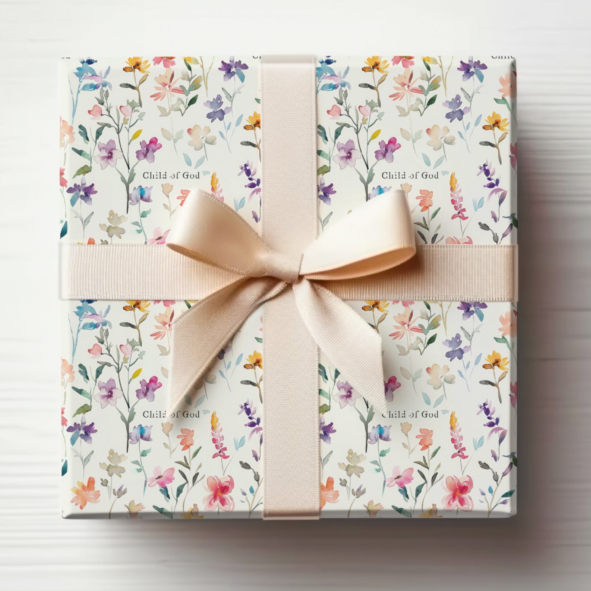 Child of God Floral Gift Box with Ribbon Bow Decor