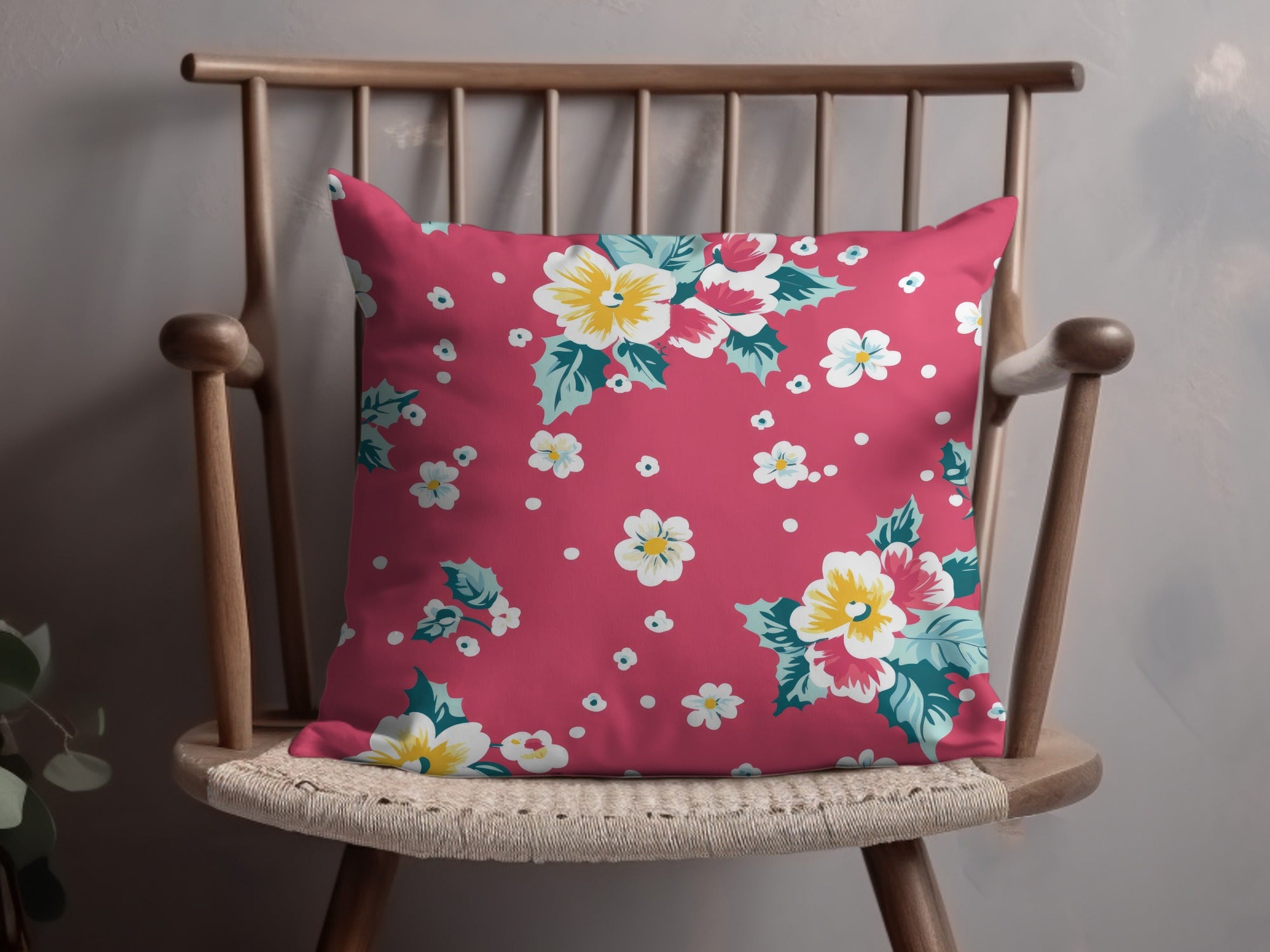 Bright Floral Pattern Decorative Pillow Cover for Home