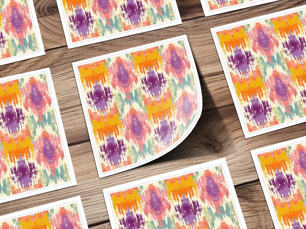 Vibrant Abstract Pattern Colorful Stickers Sheet Mockup
