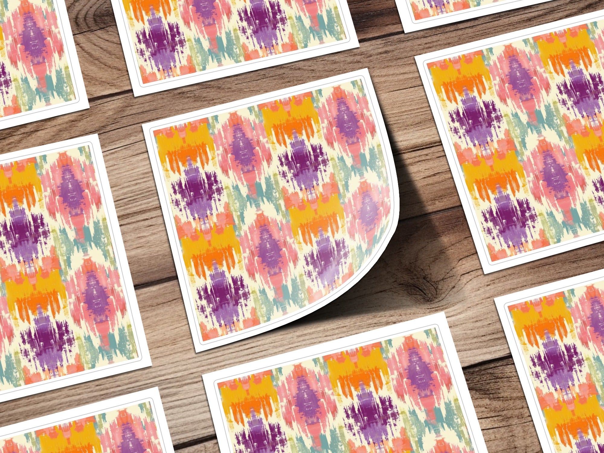 Vibrant Abstract Pattern Colorful Stickers Sheet Mockup