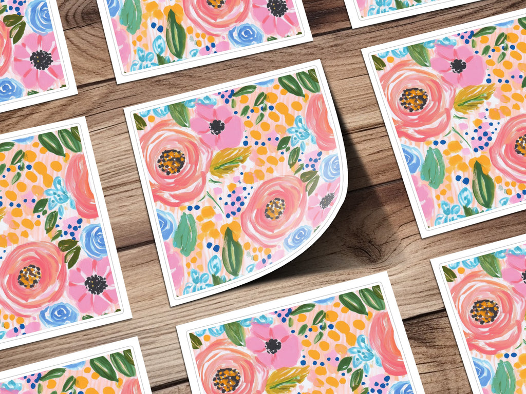 Pink Acrylic Seamless Pattern, Abstract Floral Digital Paper, Fine Art Floral Digital Print, Spring Ditsy Gouache Art Download