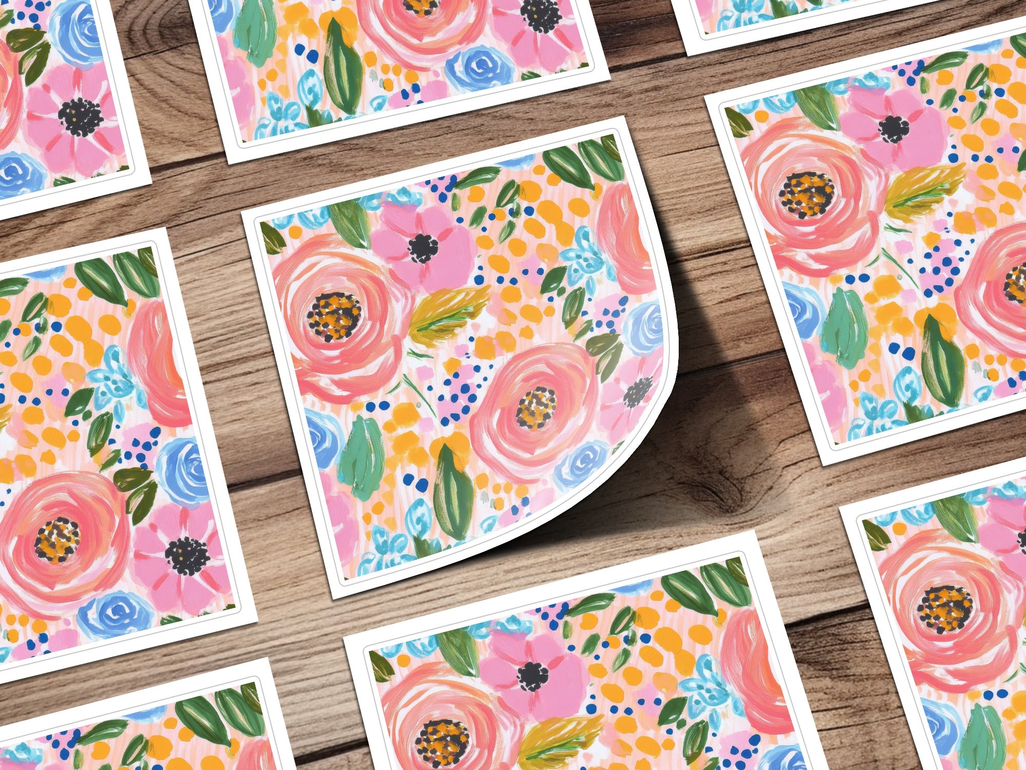 Pink Acrylic Seamless Pattern, Abstract Floral Digital Paper, Fine Art Floral Digital Print, Spring Ditsy Gouache Art Download