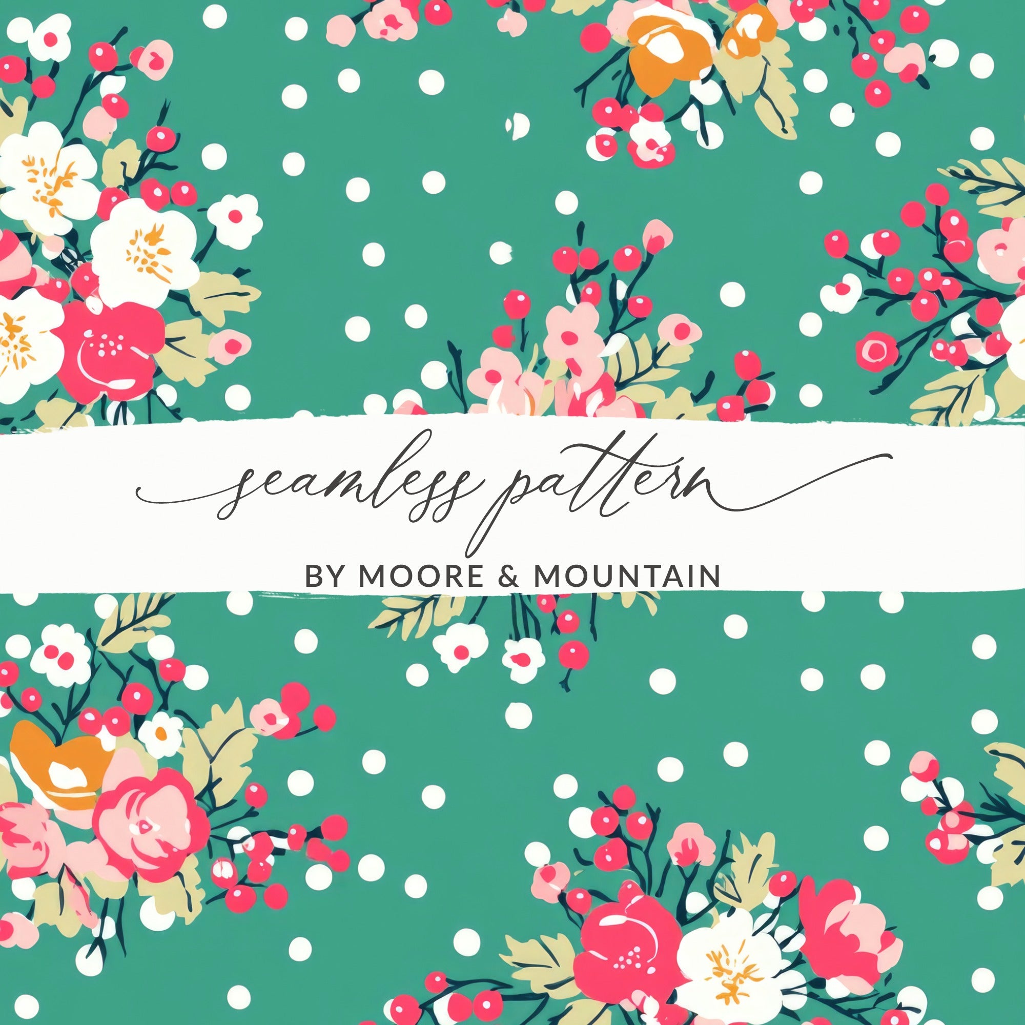 Floral Polka Dot Seamless Pattern by Moore and Mountain