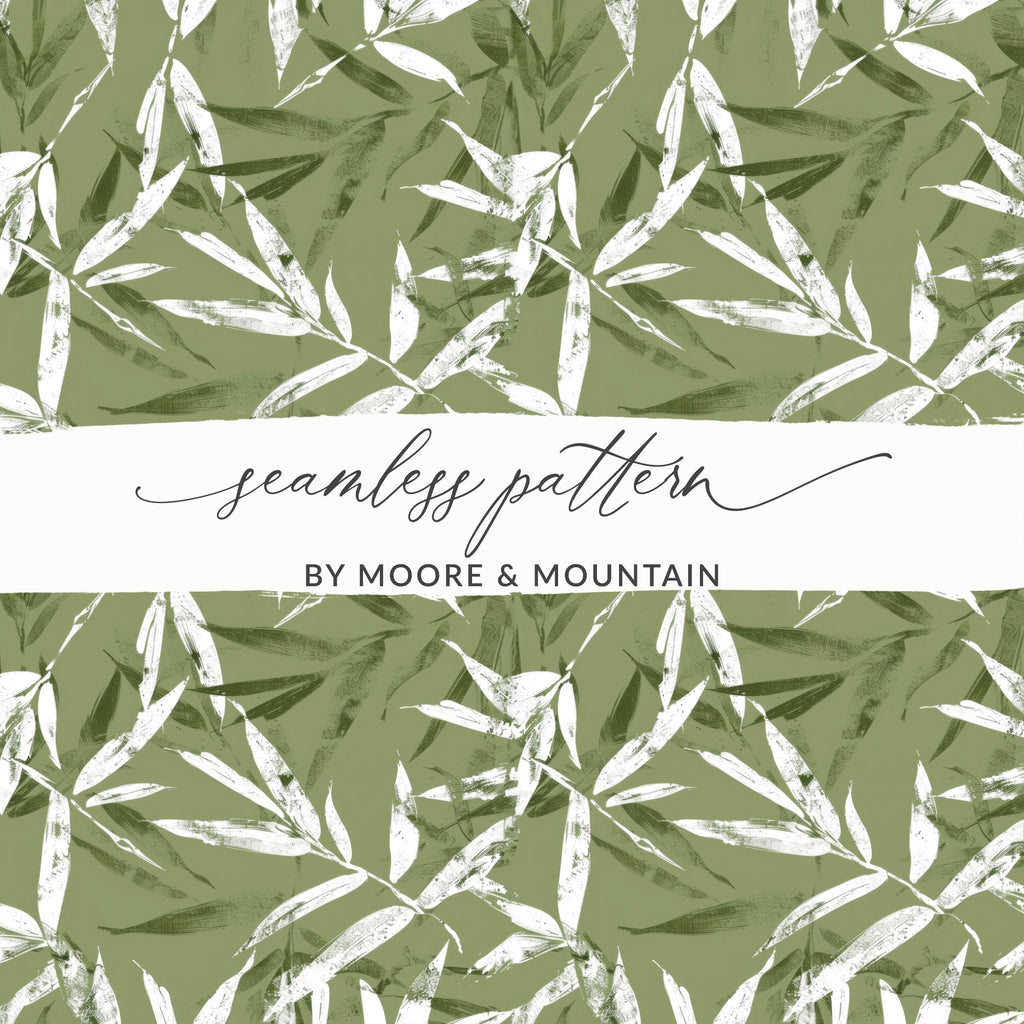 Olive Green Leaves Seamless Pattern by Moore and Mountain