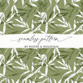 Olive Green Leaves Seamless Pattern by Moore and Mountain
