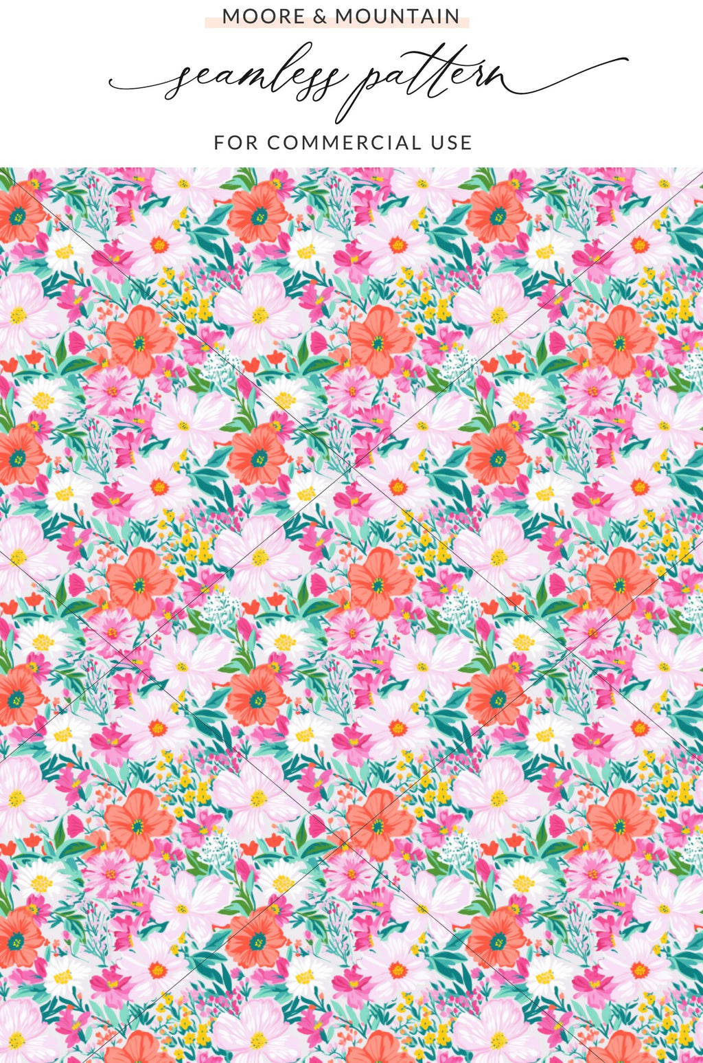 Vibrant Floral Seamless Pattern for Commercial Use