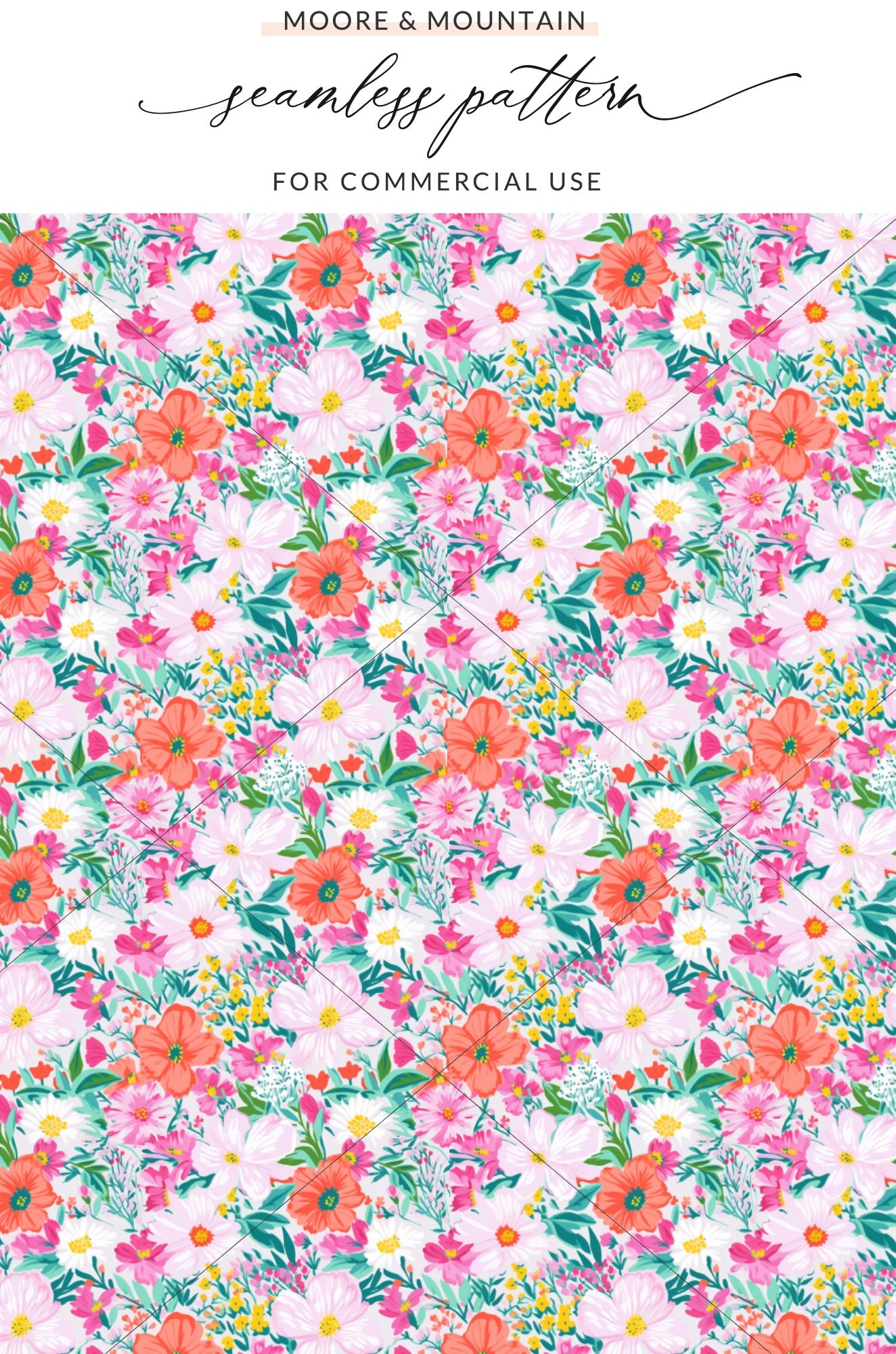 Vibrant Floral Seamless Pattern for Commercial Use