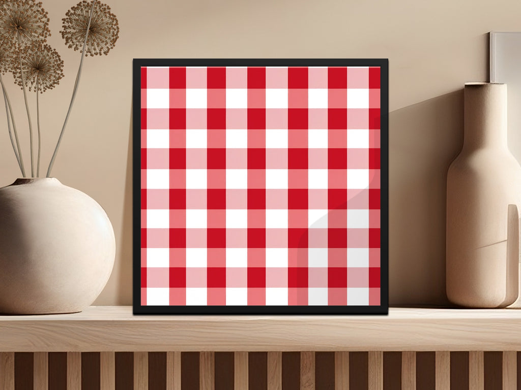 Red and White Checkered Print Wall Art product type