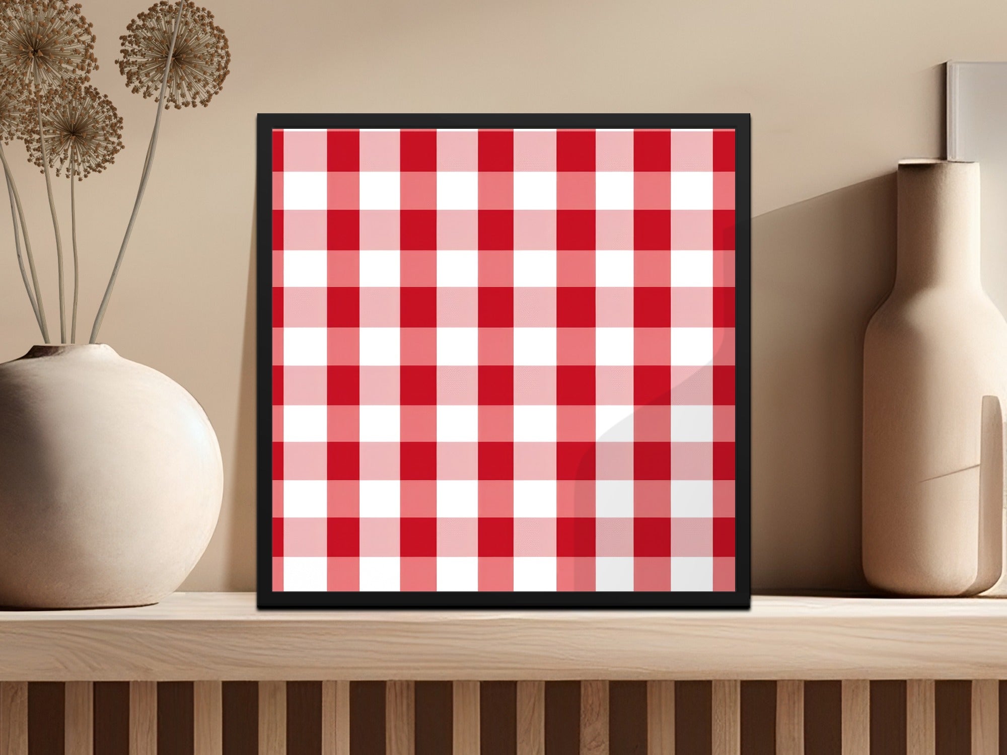Red and White Checkered Print Wall Art product type