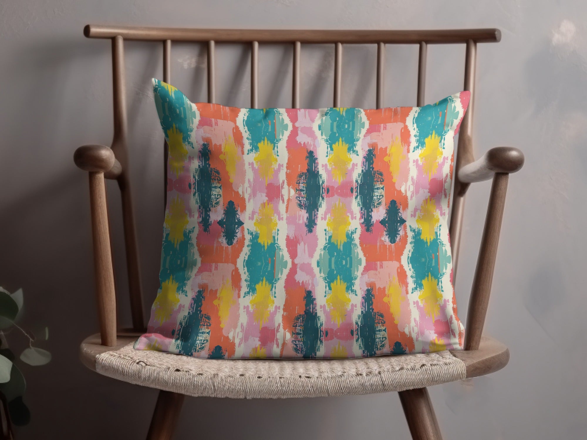Vibrant Abstract Multi-Colored Decorative Cushion Pillow