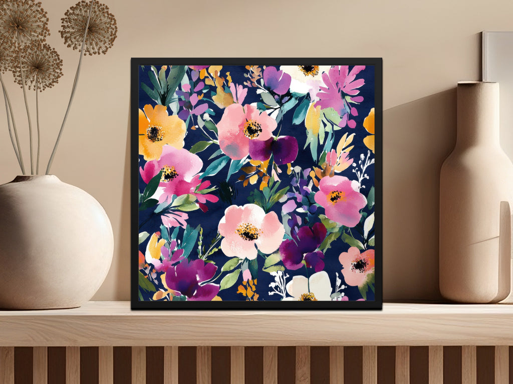 Vibrant Floral Art Print Framed Wall Decor Product