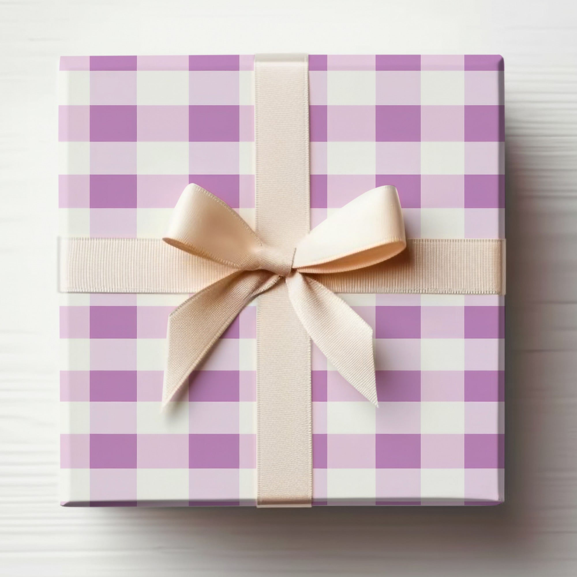 Elegant Pink Plaid Gift Box with Ivory Ribbon Product
