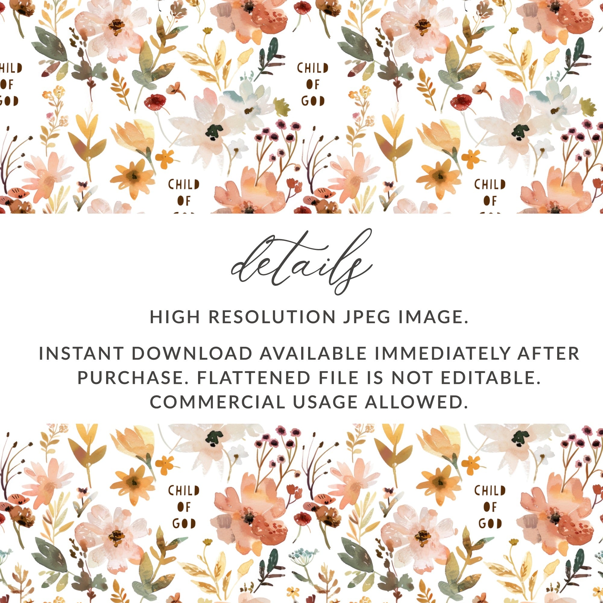 'Child of God Floral High Resolution JPEG Image Download'