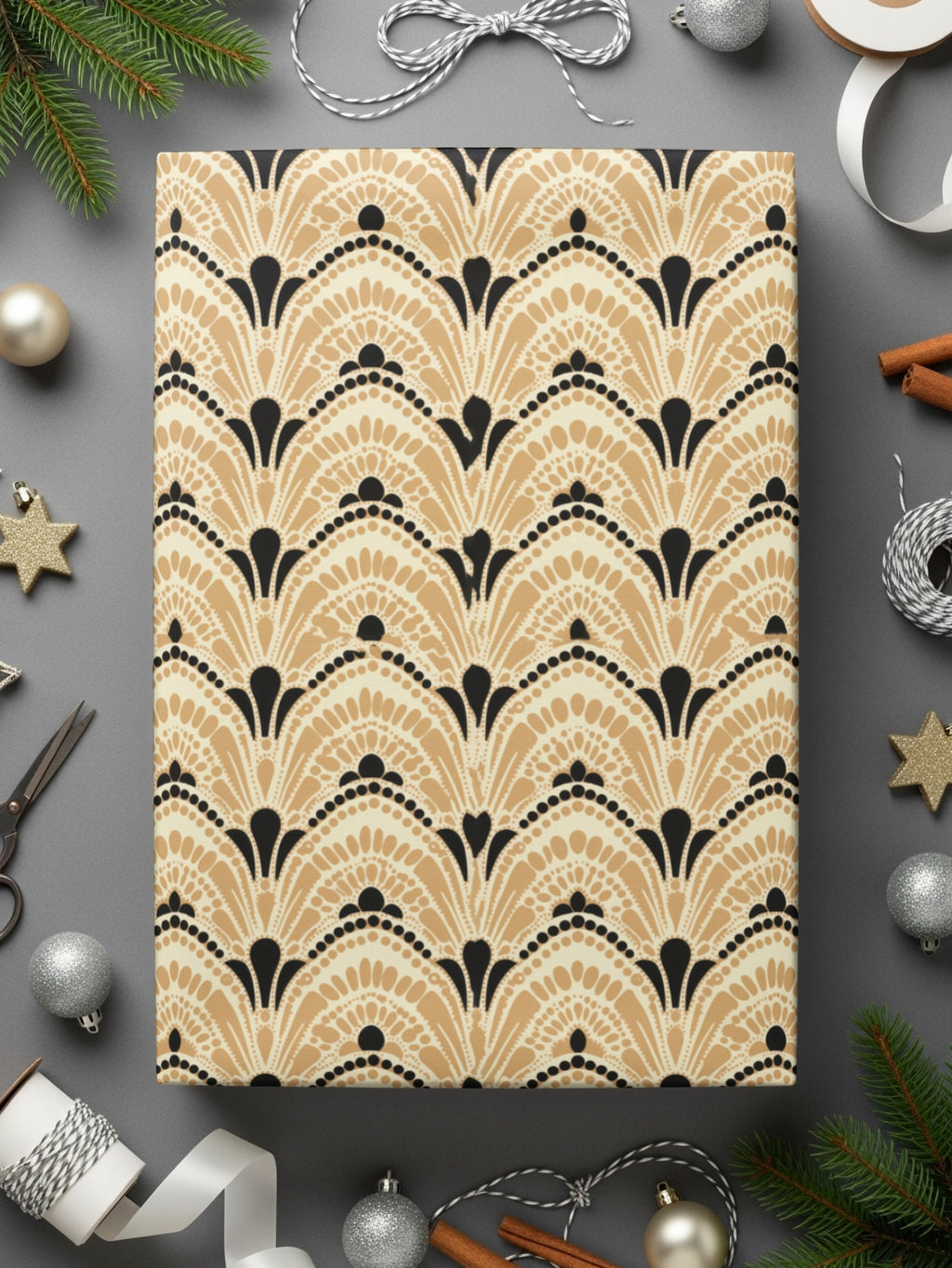 Elegant Art Deco Gold and Black Gift Wrap Paper