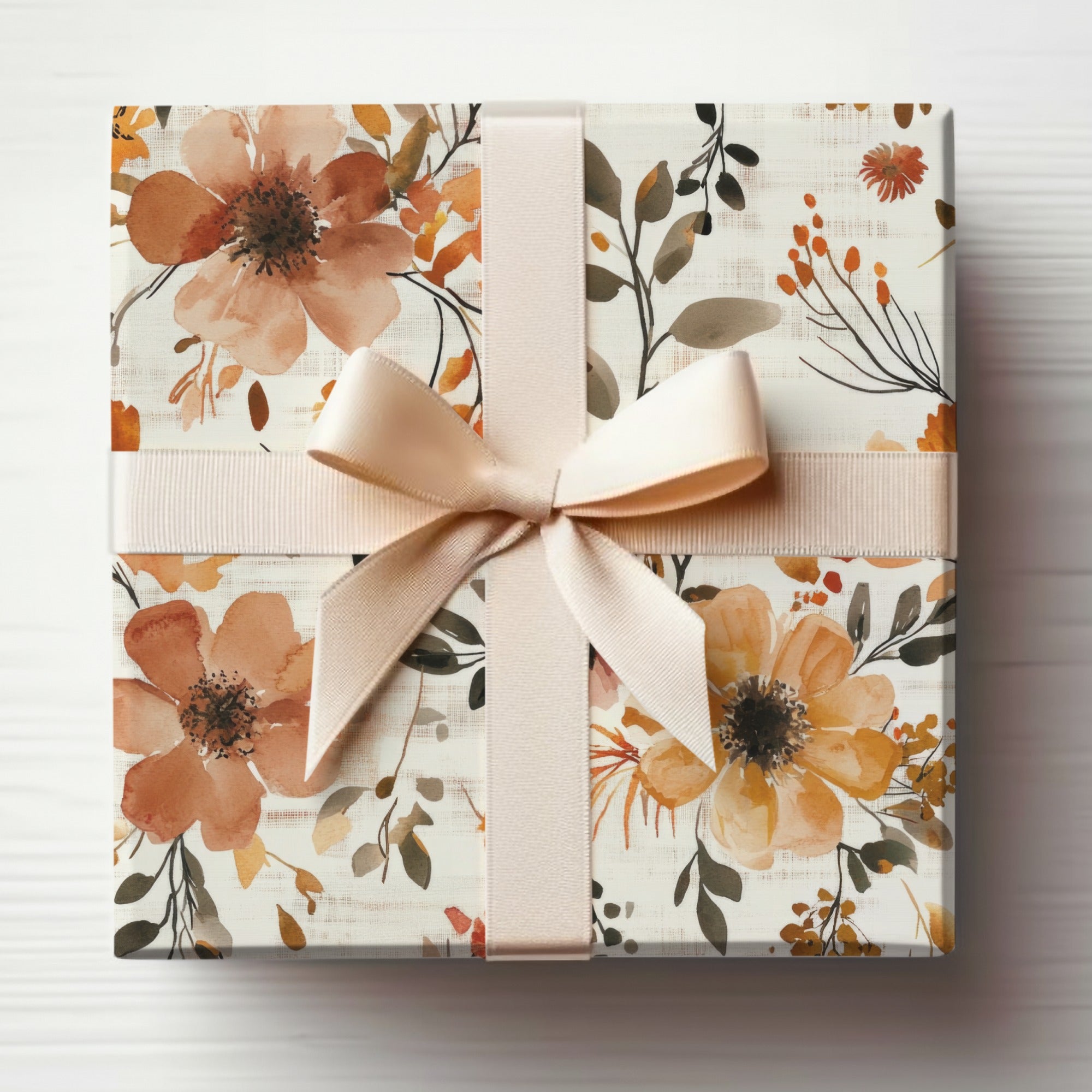 Floral Gift Box with Peach Ribbon for Special Occasions