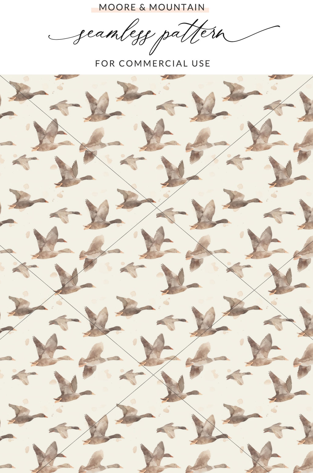 Seamless Pattern of Flying Ducks for Commercial Use