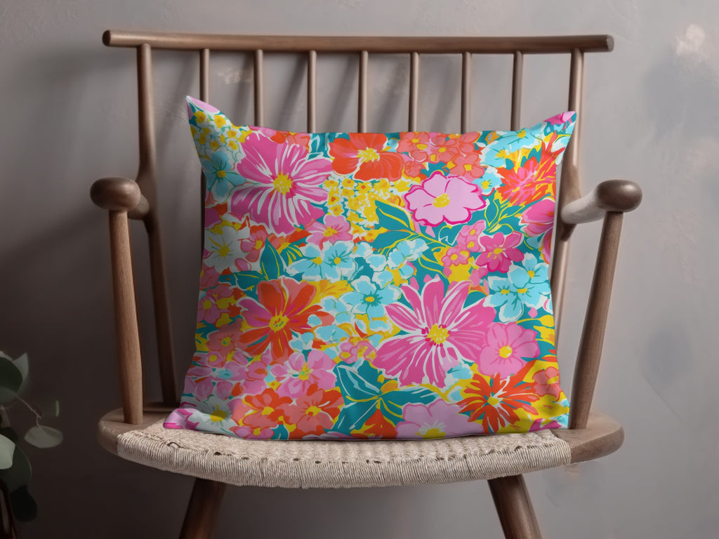 Vibrant Multicolor Floral Decorative Cushion Pillow