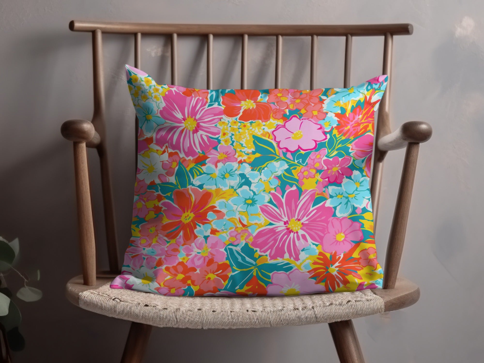 Vibrant Multicolor Floral Decorative Cushion Pillow