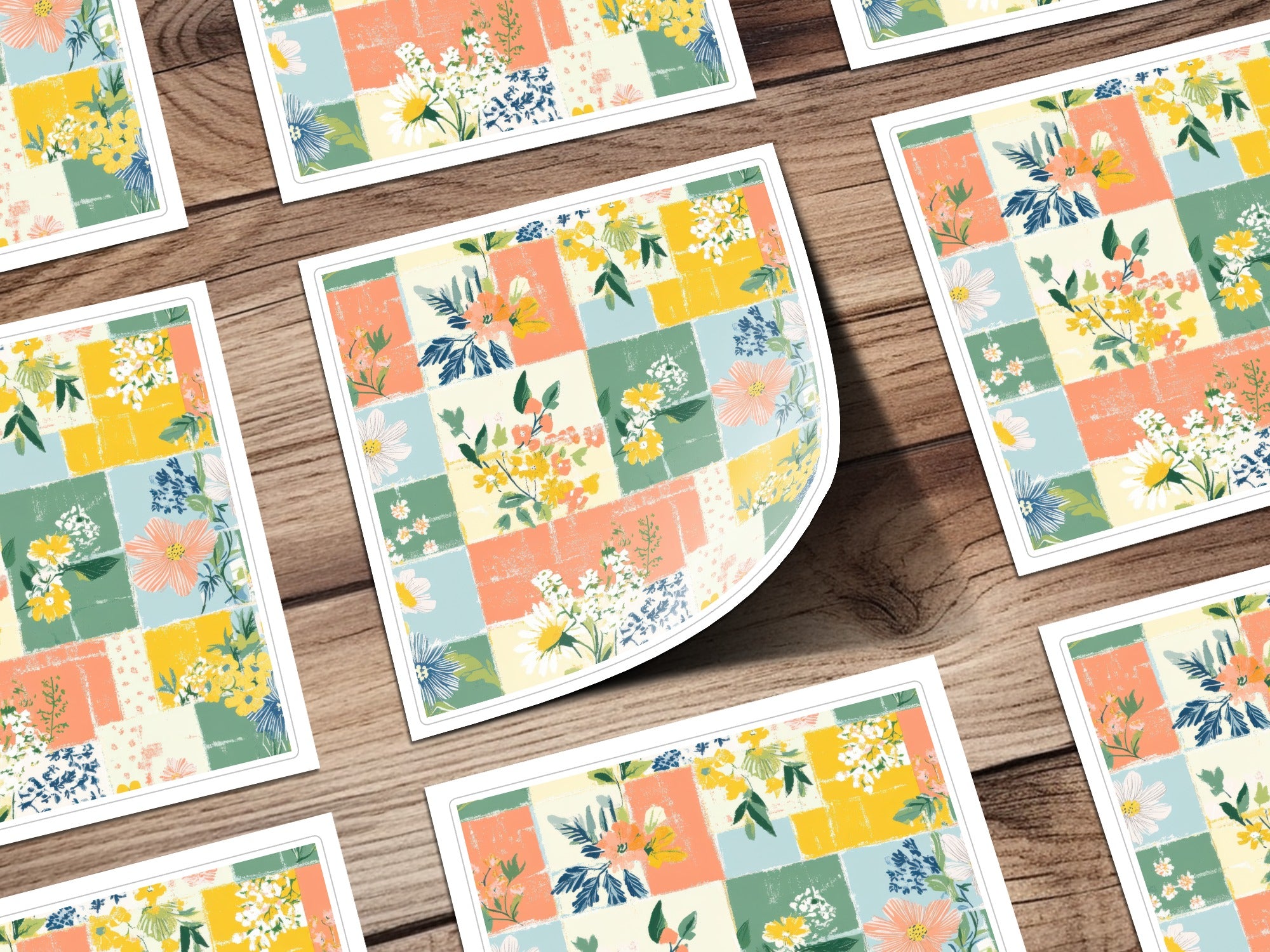Colorful Floral Patchwork Design Sticker Sheets