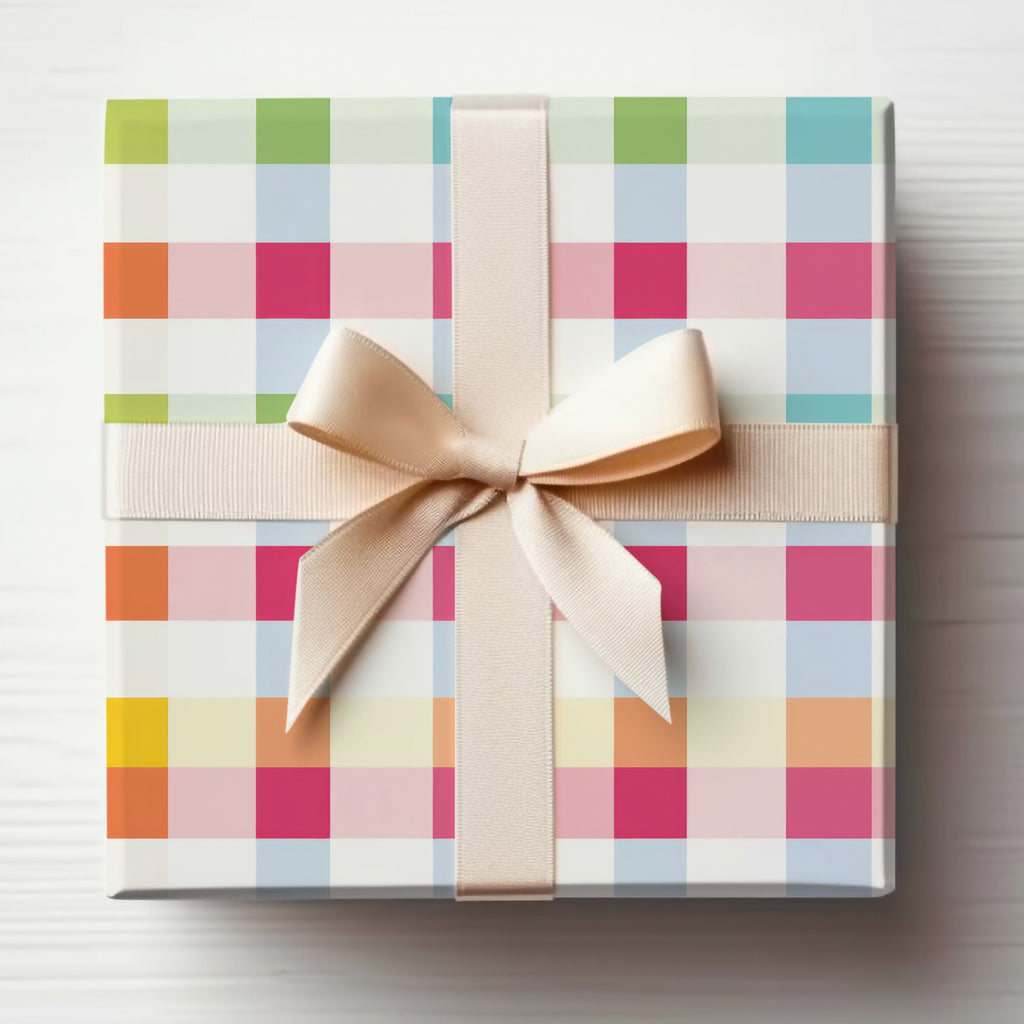 Colorful Plaid Pattern Gift Box with Ribbon product